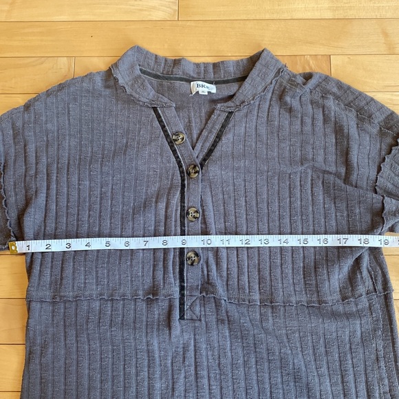 BKE Grey Wide Ribbed Henley - Picture 5 of 10
